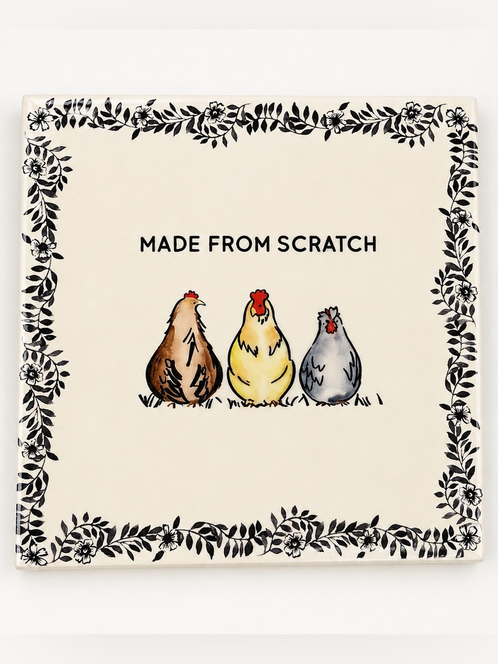 Red Shed Chicken Tile Trivet Made from Scratch